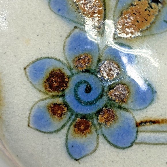 Tonal El Palomar Mexico Pottery Chicken Figurine Floral Blue Butterfly - Picture 8 of 12